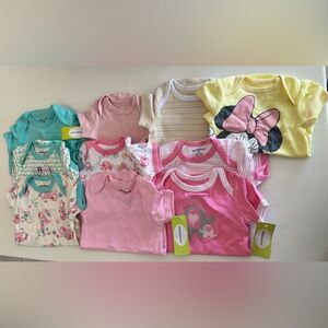Lot of 10 Baby Girl Onesies Size 0-6 Months
